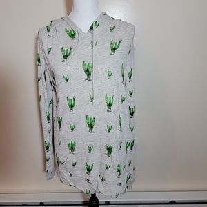 Mighty Fine cactus print tunic hoodie size XL